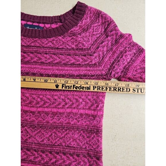 American Eagle Womens Size X-Small Pink Purple Fuzzy Mohair Wool Nordic Sweater - Picture 4 of 8